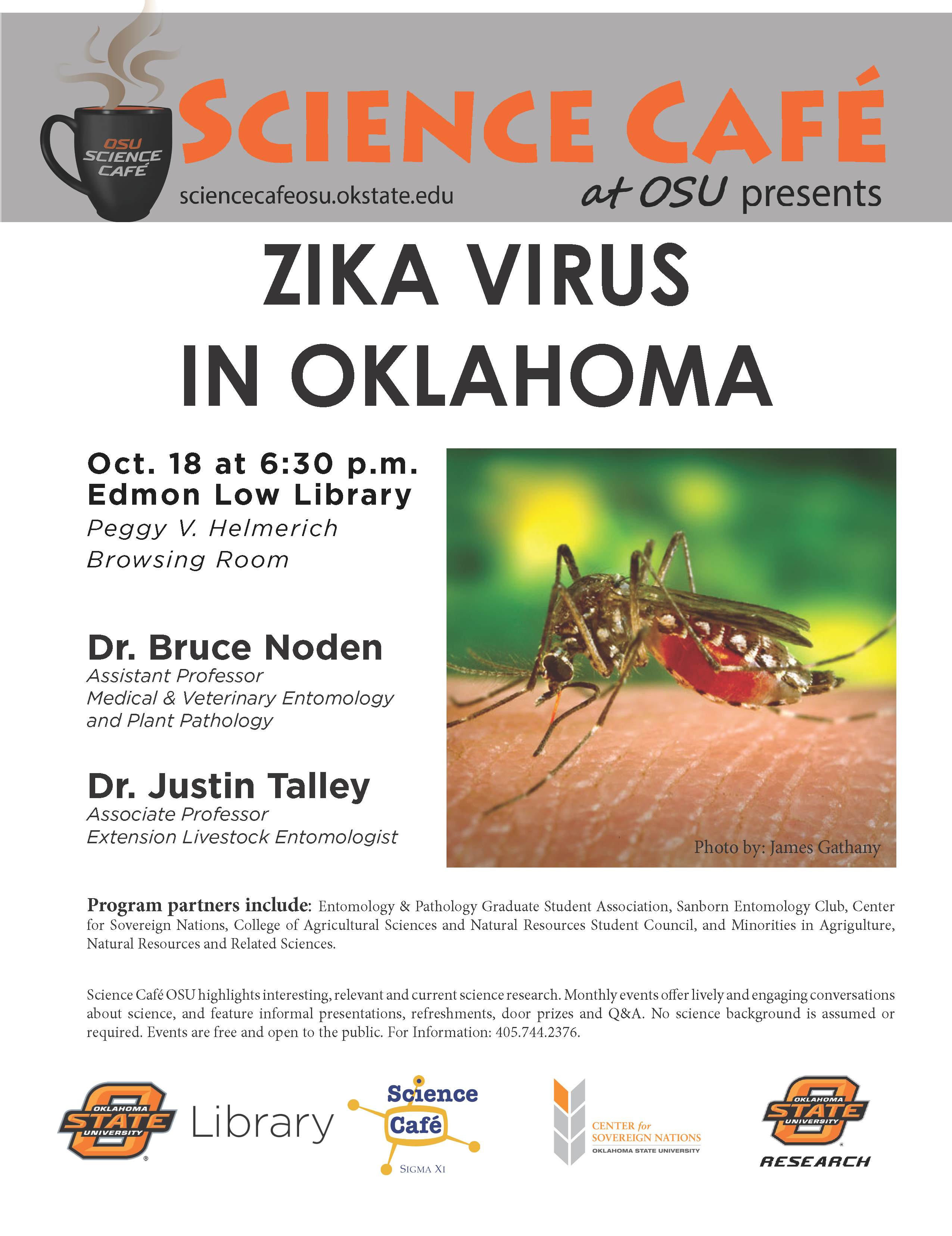 Image for Oct. 16 - Science Cafe at OSU presents Zika Virus in Oklahoma